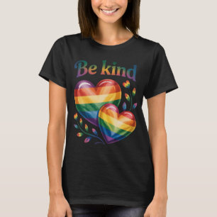 LGBTQ Rainbow hearts Be kind T-Shirt