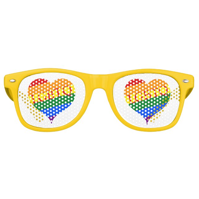 Lgbtq Rainbow Hearts Retro Sunglasses (Front)