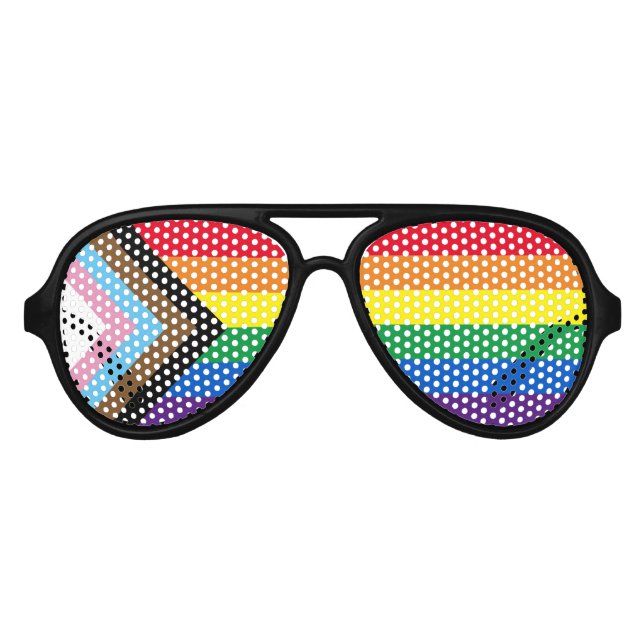 Lgbtq rainbow inclusive diversity gay pride flag aviator sunglasses (Front)