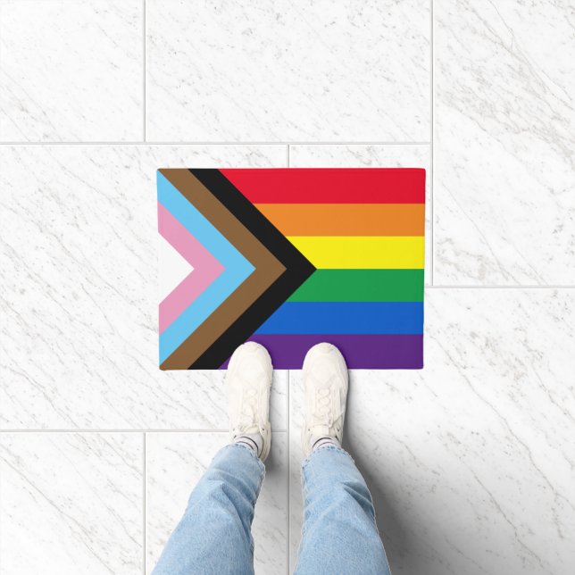 Lgbtq rainbow inclusive diversity gay pride flag doormat (Indoor)