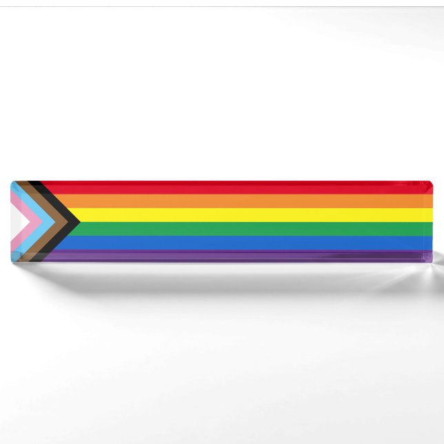 Lgbtq rainbow inclusive diversity gay pride flag nameplate (Front)