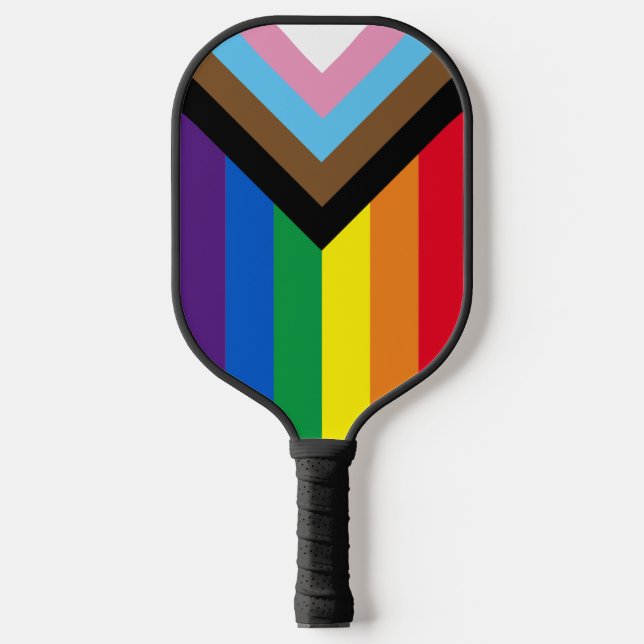 Lgbtq rainbow inclusive diversity gay pride flag pickleball paddle (Front)
