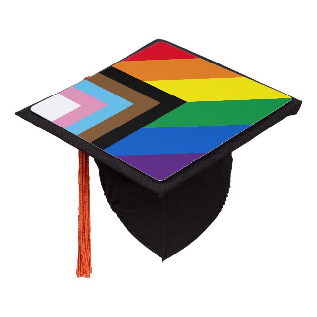 Lgbtq rainbow Inclusive gay pride diversity flag Graduation Cap Topper (Angled)