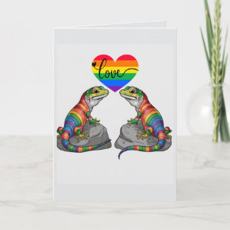 Lgbtq  Rainbow Lizard love Card