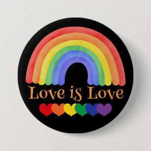 LGBTQ Rainbow Love is Love Colorful  3 Inch Round Button