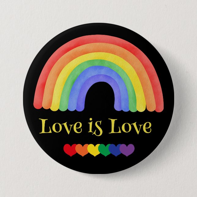 LGBTQ Rainbow Love is Love Colourful  3 Inch Round Button (Front)
