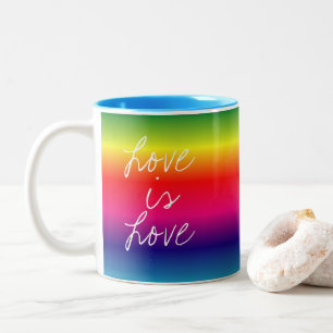 LGBTQ Rainbow Love is Love Two-Tone Coffee Mug