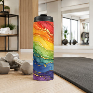 LGBTQ Rainbow Marble Thermal Tumbler