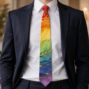 LGBTQ Rainbow Marble  Tie