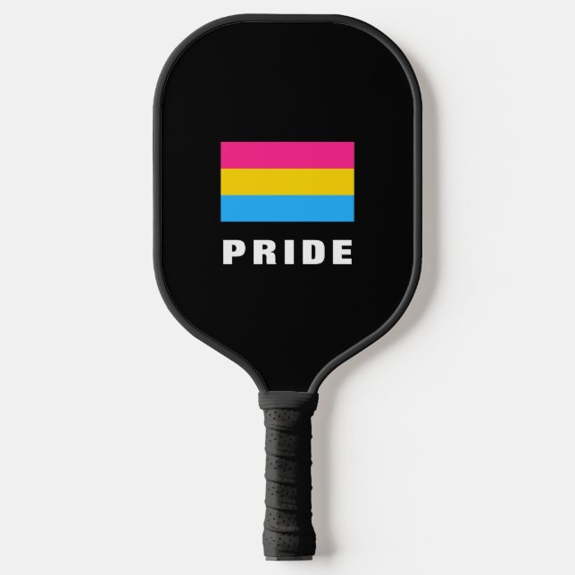 LGBTQ Rainbow Pansexual Pride Flag Custom Text Pickleball Paddle (Front)