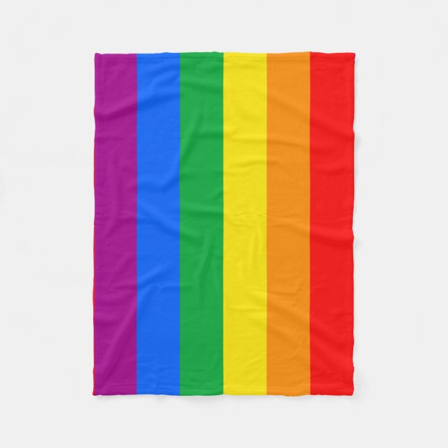 LGBTQ+ Rainbow Pride Flag Fleece Blanket (Front)