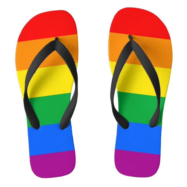 LGBTQ+ Rainbow Pride Flag Flip Flops (Footbed)