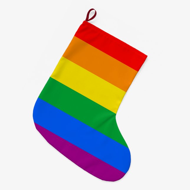 LGBTQ+ Rainbow Pride Flag Large Christmas Stocking (Front (Hanging))