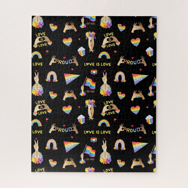 LGBTQ Rainbow Pride Pattern Jigsaw Puzzle (Vertical)