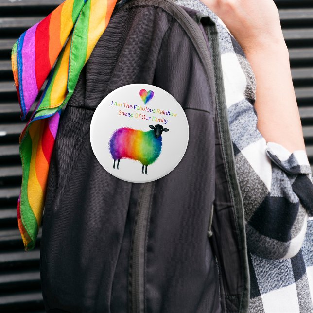 LGBTQ Rainbow Sheep  6 Inch Round Button (Creator Uploaded)