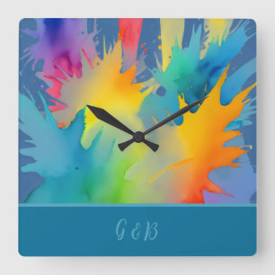 lgbtq rainbow  square wall clock
