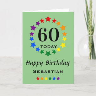 LGBTQ Rainbow Stars - 60 Today or Any Age Birthday Card