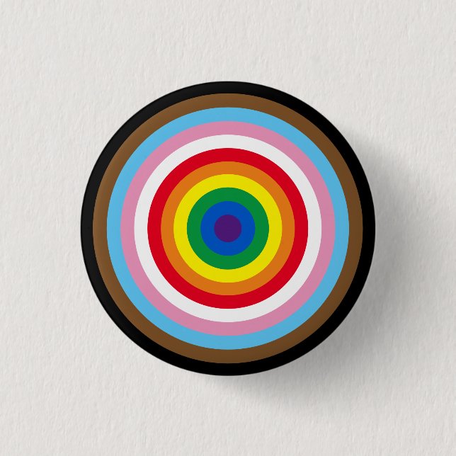 Lgbtq rainbow stripes bullseye gay pride flag cool 1 inch round button (Front)
