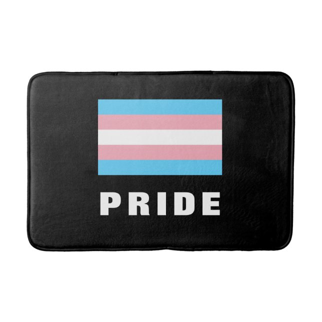 LGBTQ Rainbow Trangender Pride Flag Custom Text Bath Mat (Front)