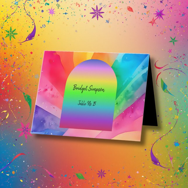 lgbtq rainbow wedding single guest seating card (Creator Uploaded)