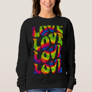 Lgbtq Retro 70s Rainbow Tie Dye Ally Love Lesbian Sweatshirt