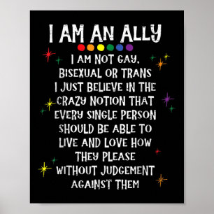 Lgbtq Retro I Am An Ally Im Not Gay Biual Or Trans Poster