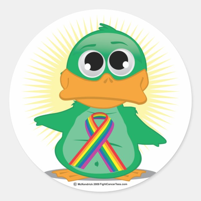 LGBTQ Ribbon Duck Classic Round Sticker (Front)