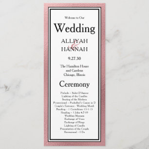 LGBTQ Rose Gold Modern Wedding Program