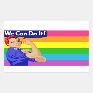 LGBTQ ROSIE THE RIVETER WITH RAINBOW FLAG STICKER