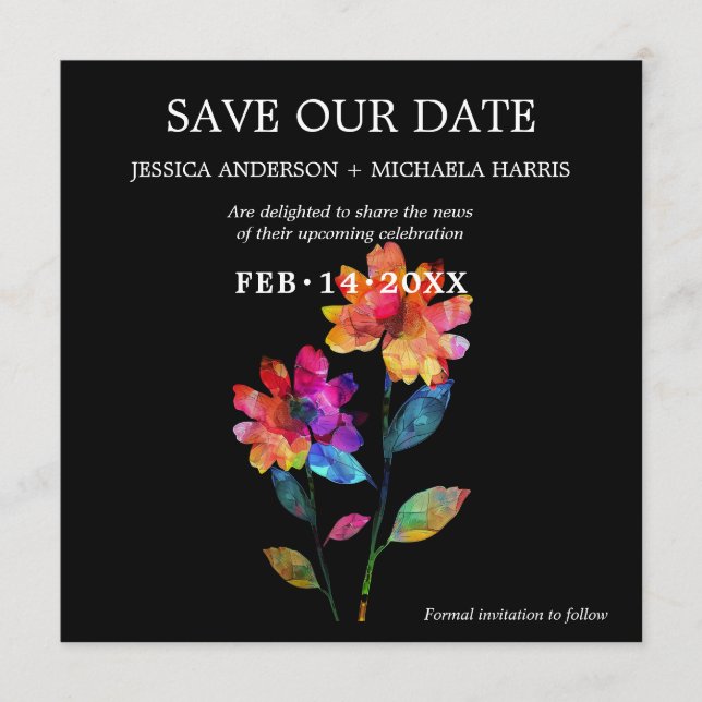 🌈 LGBTQ  Save the Date Petals & Pride  (Front)
