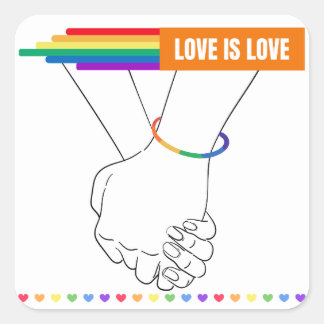 LGBTQ+ Sticker, Love is Love Sticker, Pride  Square Sticker
