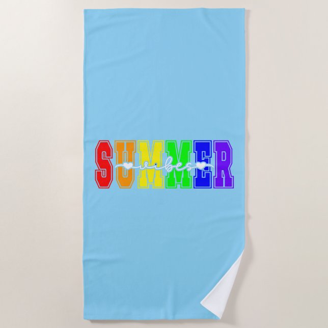 LGBTQ Summer Vibes | Rainbow Pride Beach Towel (Front)