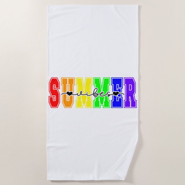 LGBTQ Summer Vibes | Rainbow Pride Beach Towel (Front)