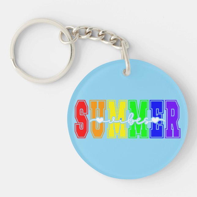 LGBTQ Summer Vibes | Rainbow Pride Keychain (Front)