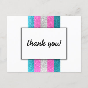 LGBTQ Trans Chic Modern White Wedding Glitter Postcard