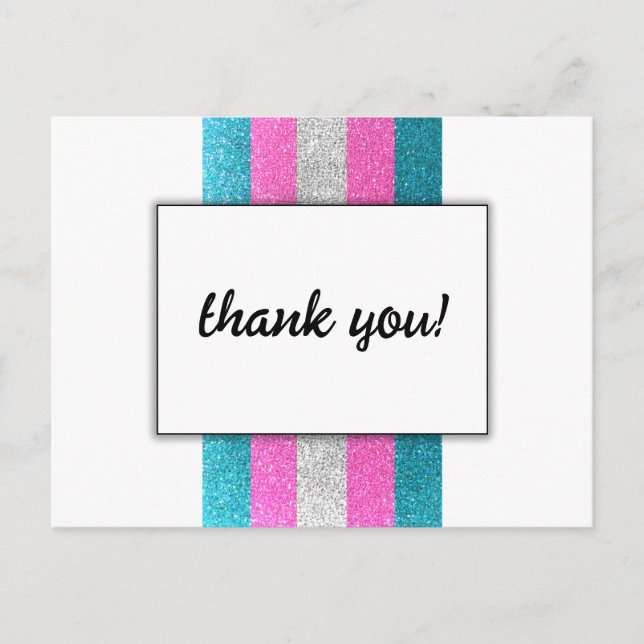 LGBTQ Trans Chic Modern White Wedding Glitter Postcard (Front)