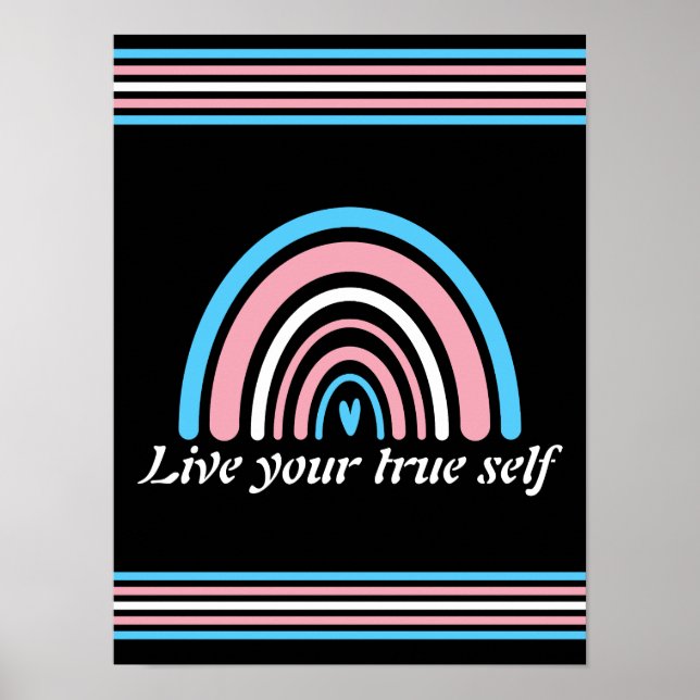 LGBTQ Transgender Flag: Live your true self Poster (Front)