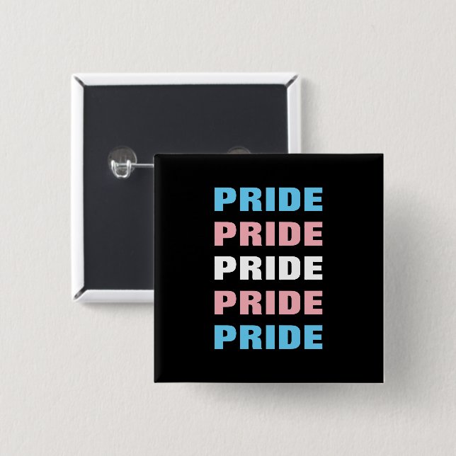 LGBTQ Transgender Pride Customizable Repeated Text 2 Inch Square Button (Front & Back)