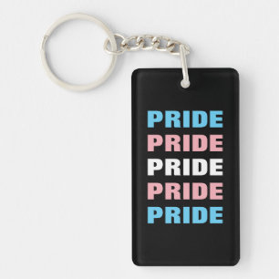LGBTQ Transgender Pride Customizable Repeated Text Keychain