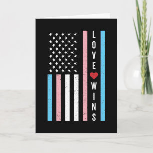 LGBTQ Transgender Pride Love Wins US American Flag Card