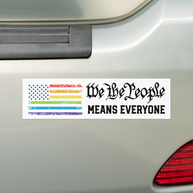 LGBTQ We The People Means Everyone Pride Flag Bumper Sticker (On Car)