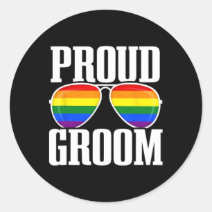 Lgbtq Wedding - Gay Pride Flag - Groom Squad - Pro Classic Round Sticker