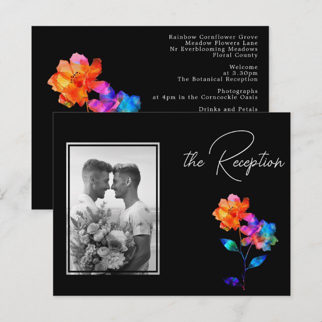 🌈 LGBTQ Wedding reception & photo Petals & Pride Enclosure Card (Front/Back)