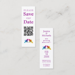 LGBTQ+ with QR code Rainbow Lovebirds Calling Card