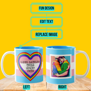 LGBTQAI Transgender Pride Flag with Text Two-Tone Coffee Mug