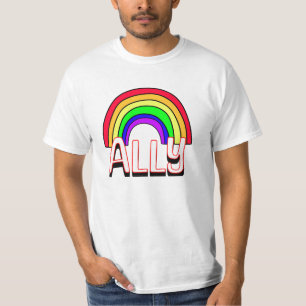 LGBTQIA+ Ally Cute Rainbow and Heart Pride T-Shirt