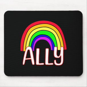 Lgbtqia Ally Cute Rainbow And Heart Pride T Shirt Mouse Pad