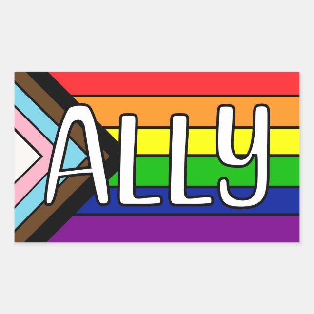 LGBTQIA+ Ally | Rainbow Flag Sticker (Front)