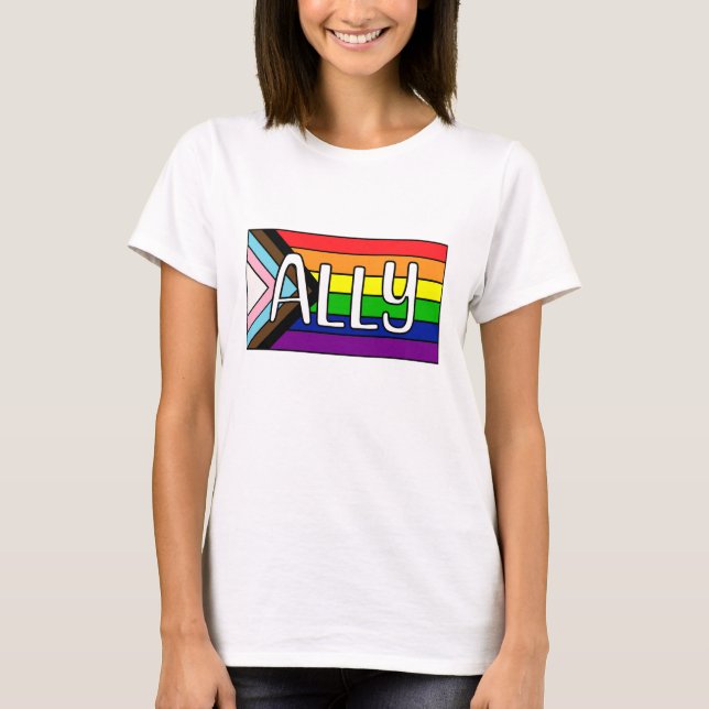 LGBTQIA+ Ally | Rainbow Flag T-Shirt (Front)