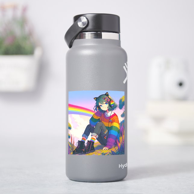 LGBTQIA+ Anime Girl Lesbian Pride  (HydroFlask)